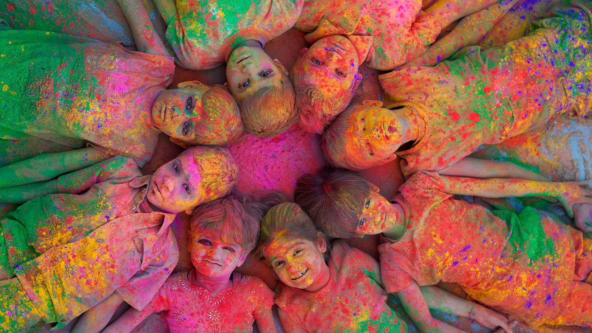 Children covered by colored powder at Holi Festival in Jodhpur Jodhpur, India --- Children covered by colored powder at Holi Festival in Jodhpur --- Image by © Floris Leeuwenberg/Corbis